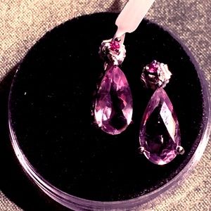 Stunning 925 Silver Teardrop Amethyst Earrings